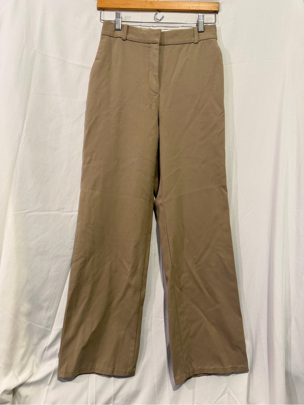 Aritzia Babaton Atelier Womens Dress Trousers Size 4 Wool Pants Tan Straight